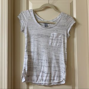 speckled white and grey shirt